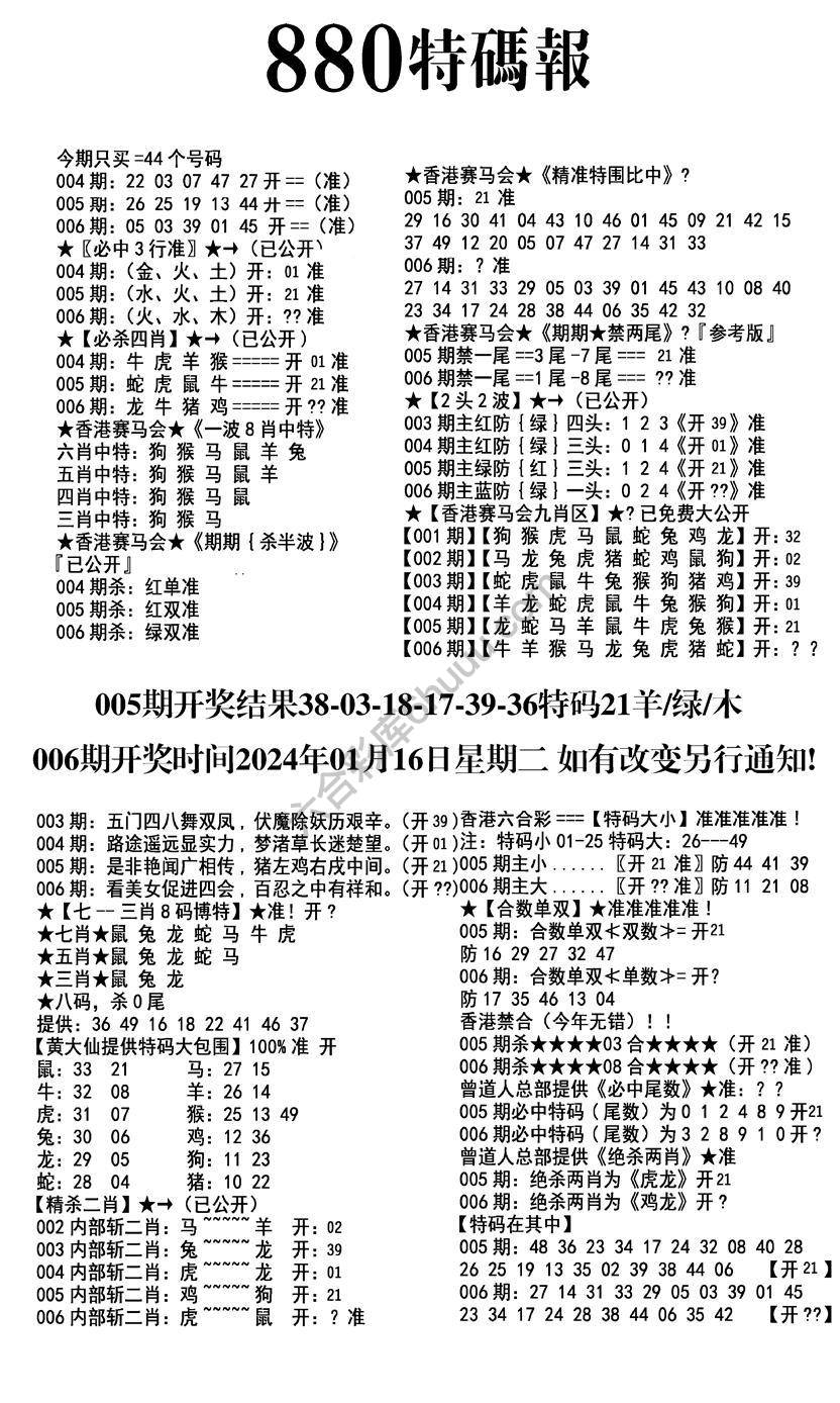 特码报880