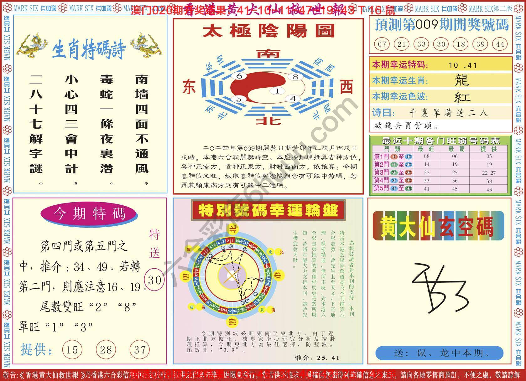 香港黄大仙救世报
