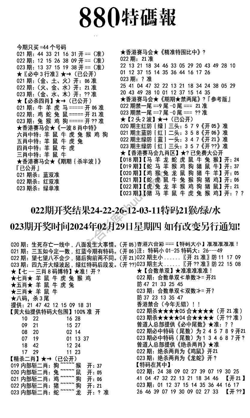 特码报880