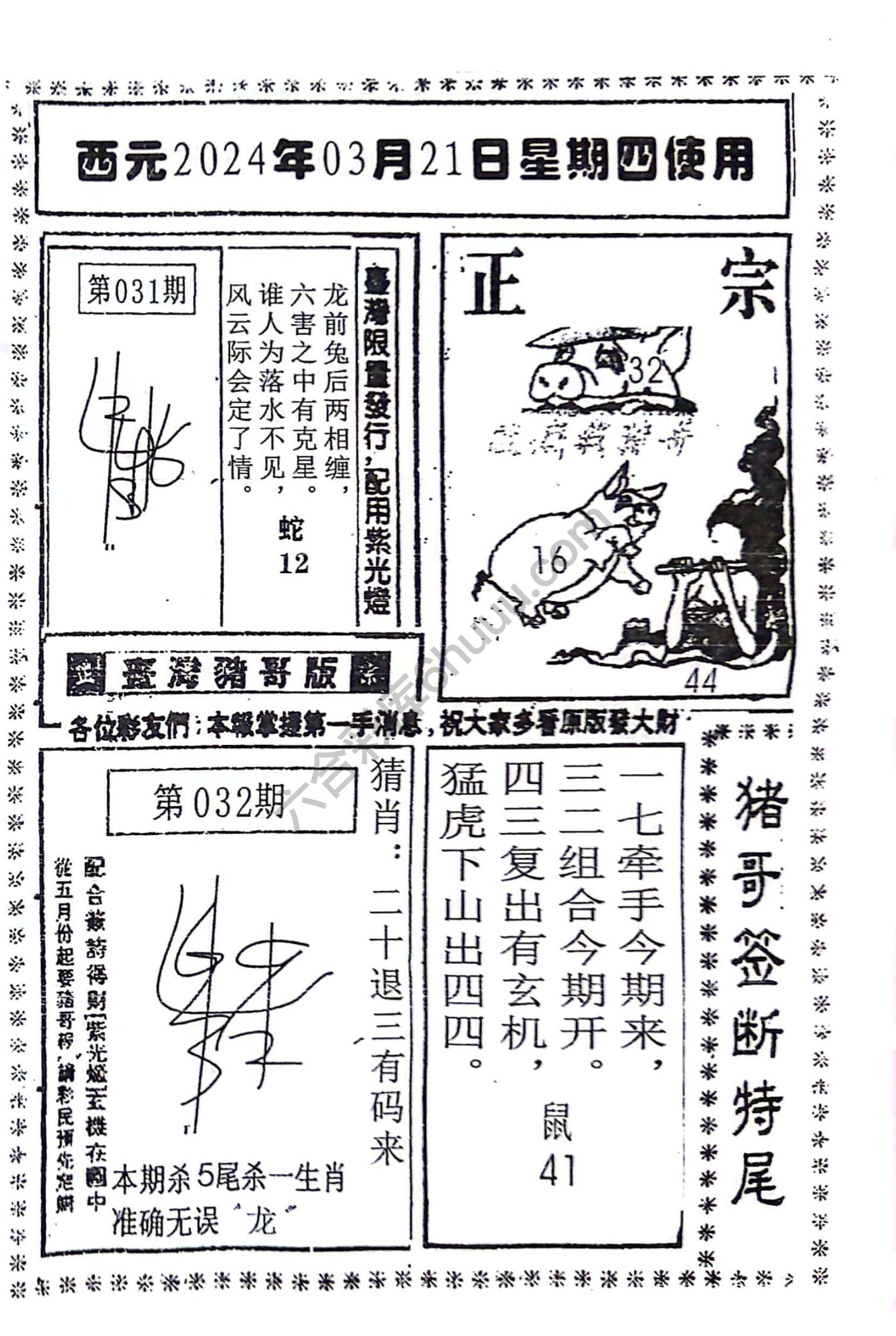 猪哥签断特尾