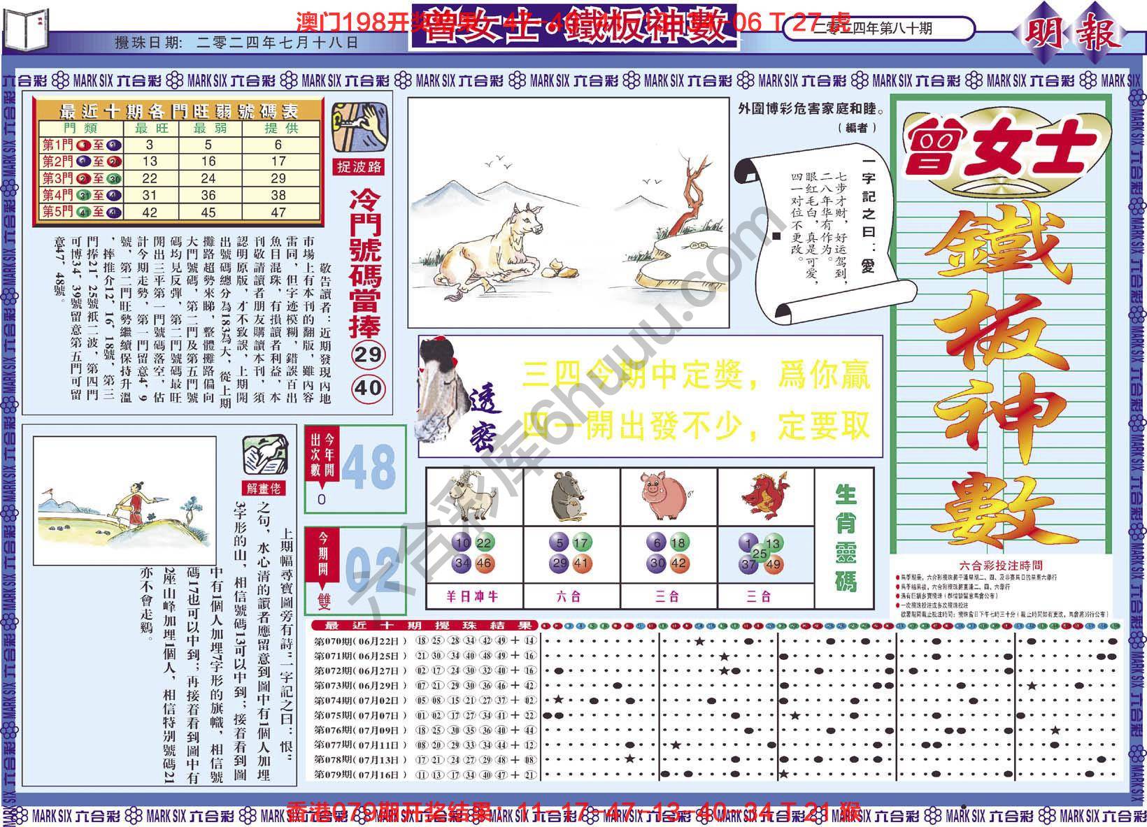 曾女士铁板神数