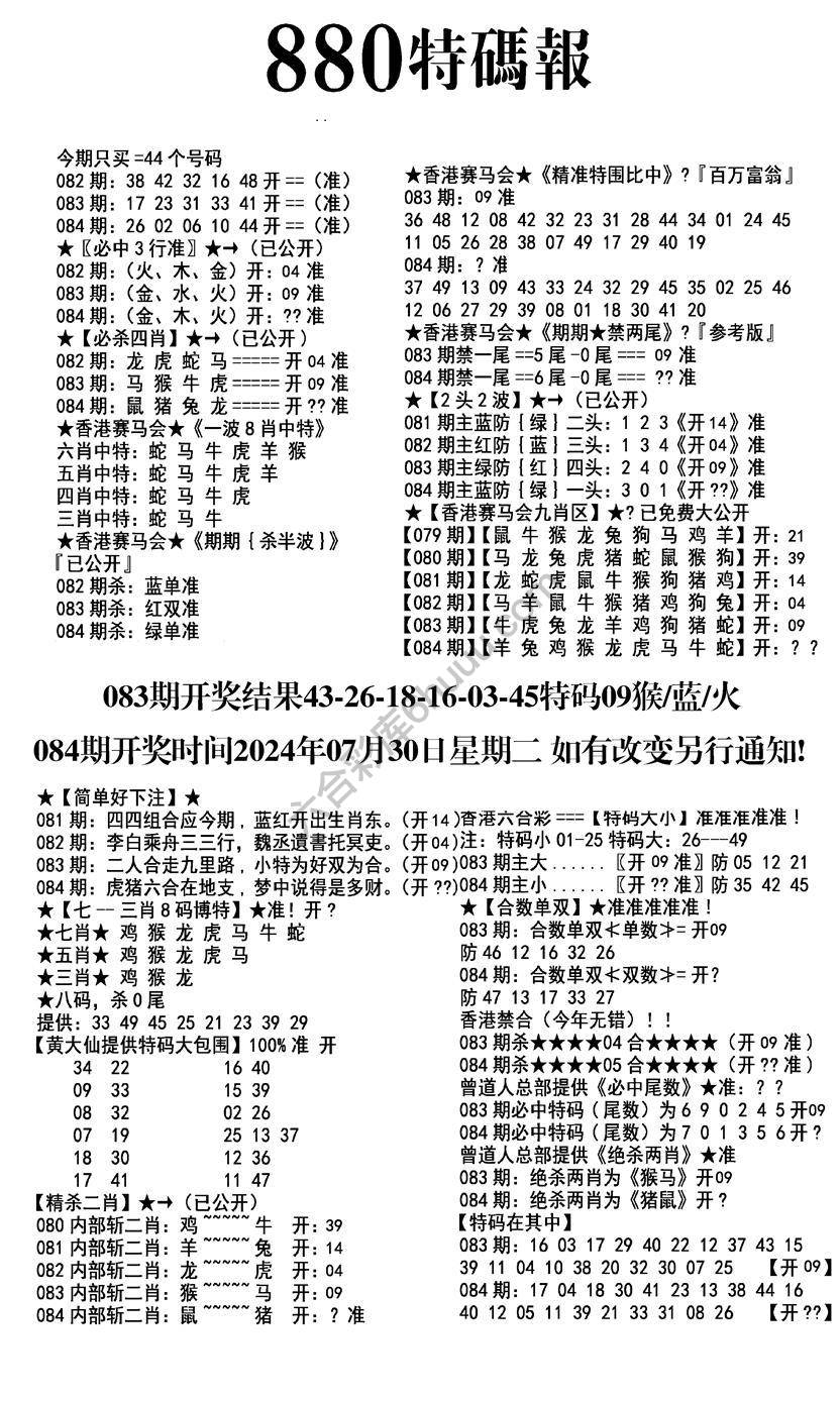 特码报880