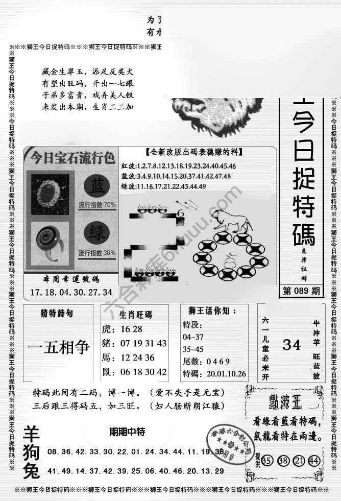 狮王今日抓特码