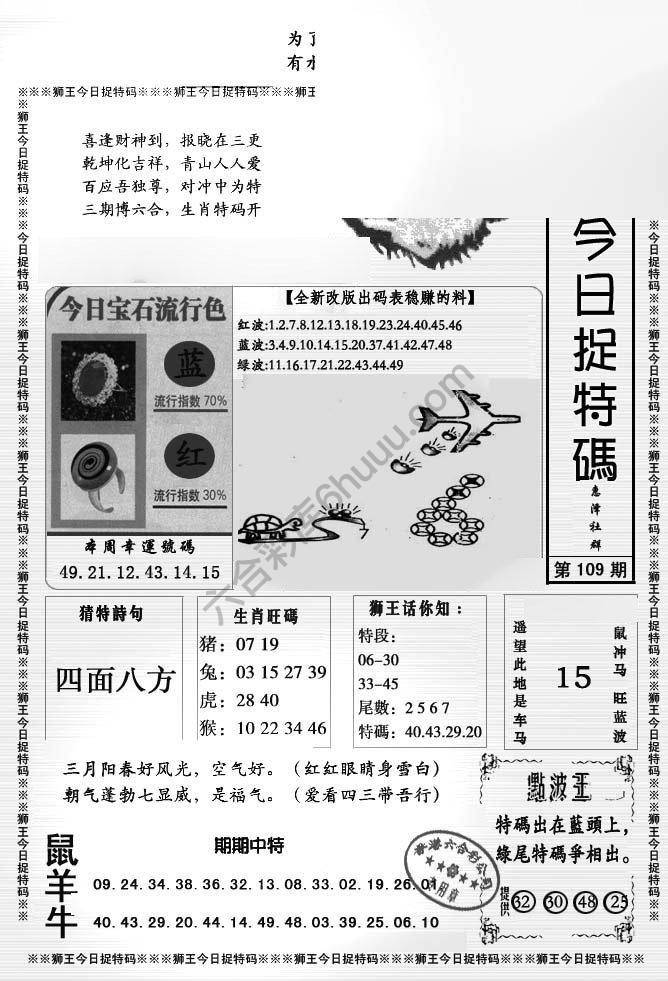 狮王今日抓特码