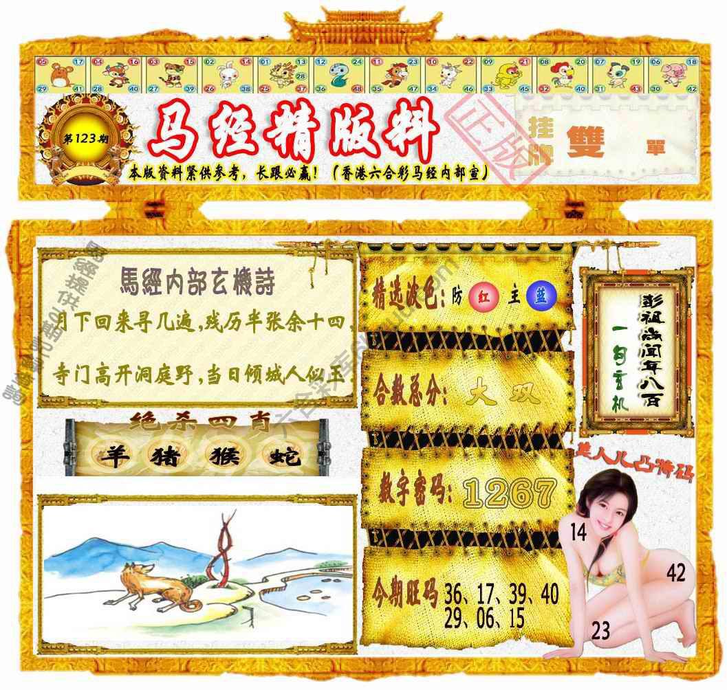马经精版料