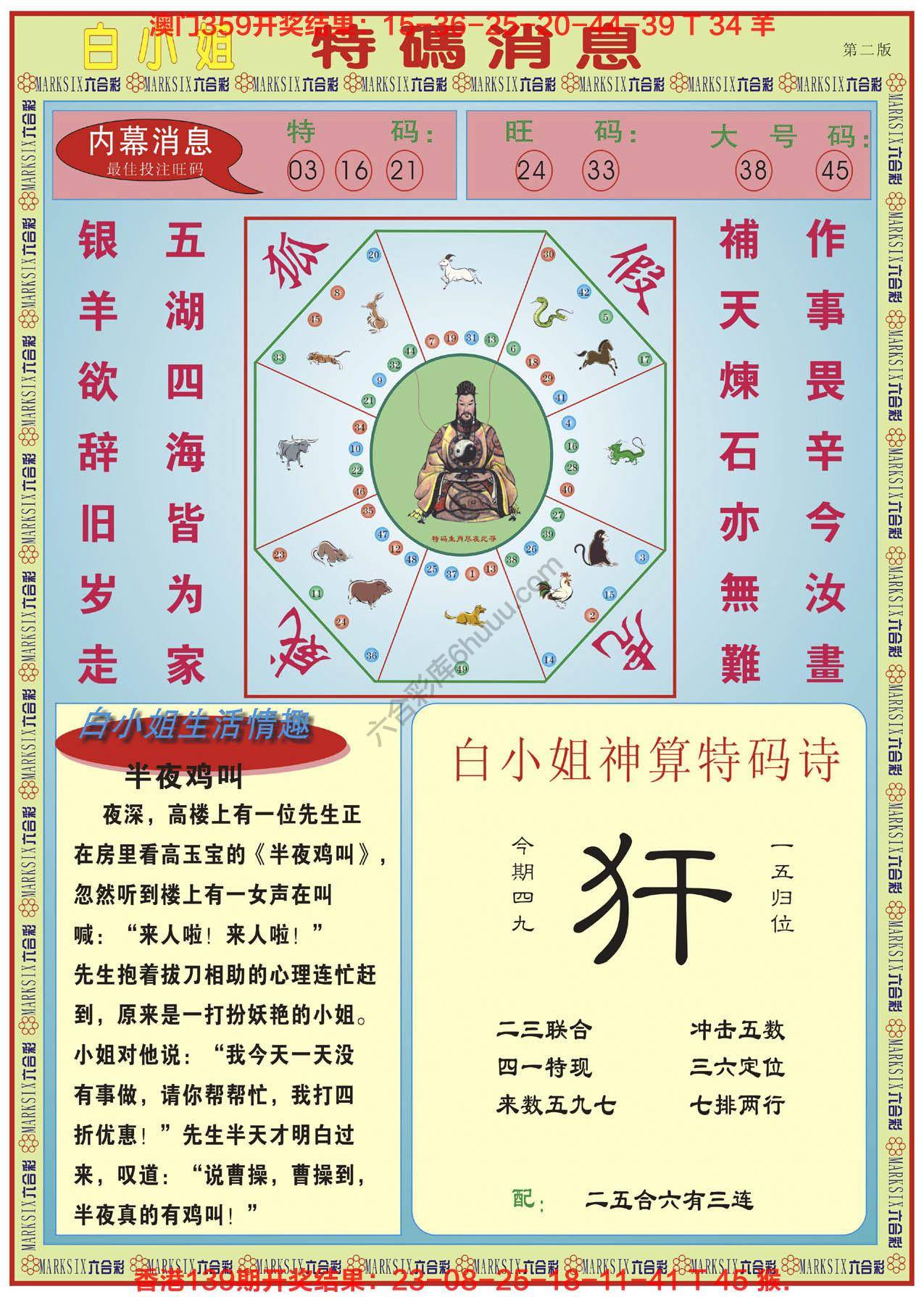 白小姐特码消息