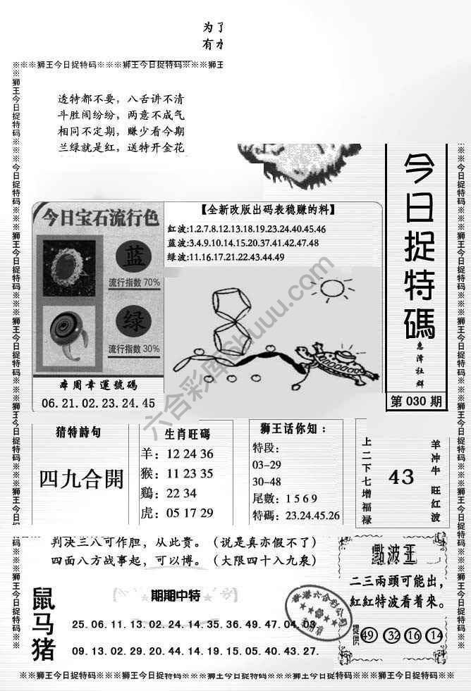 狮王今日抓特码