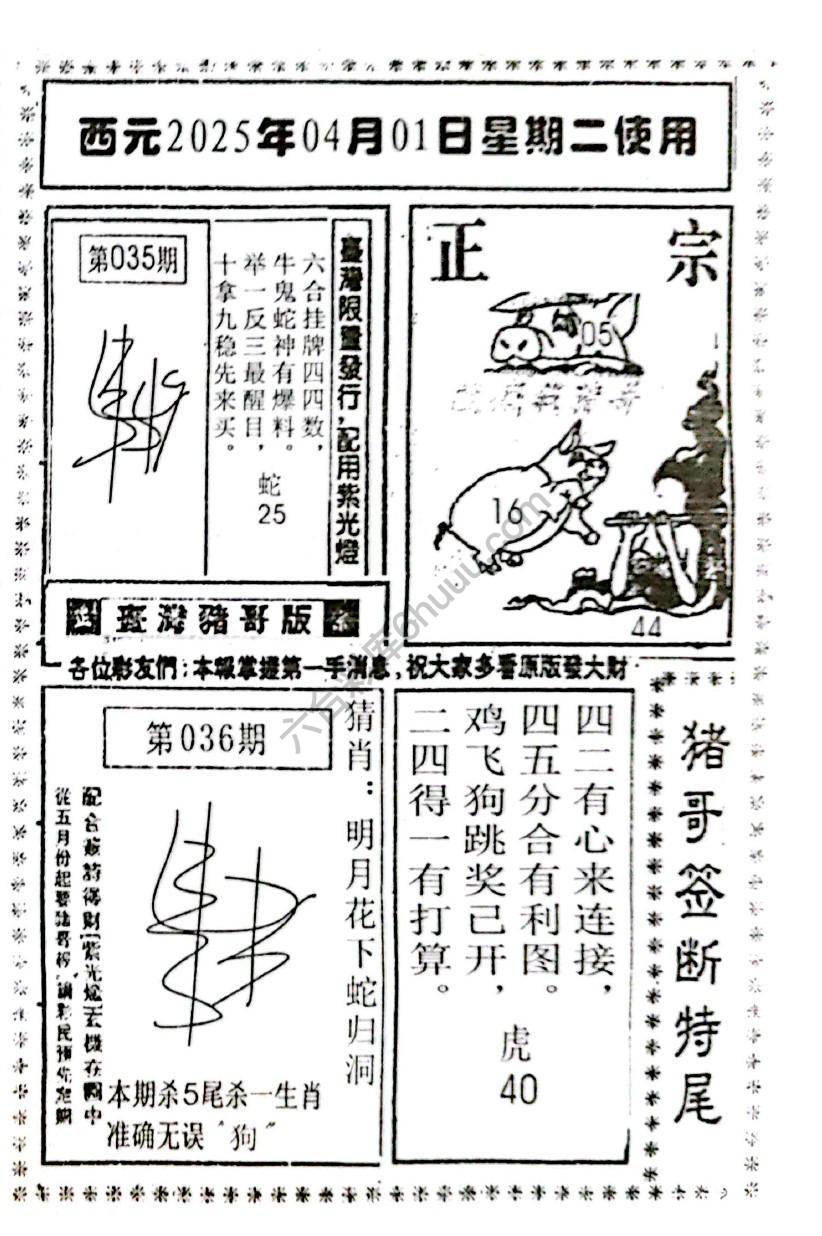 猪哥签断特尾