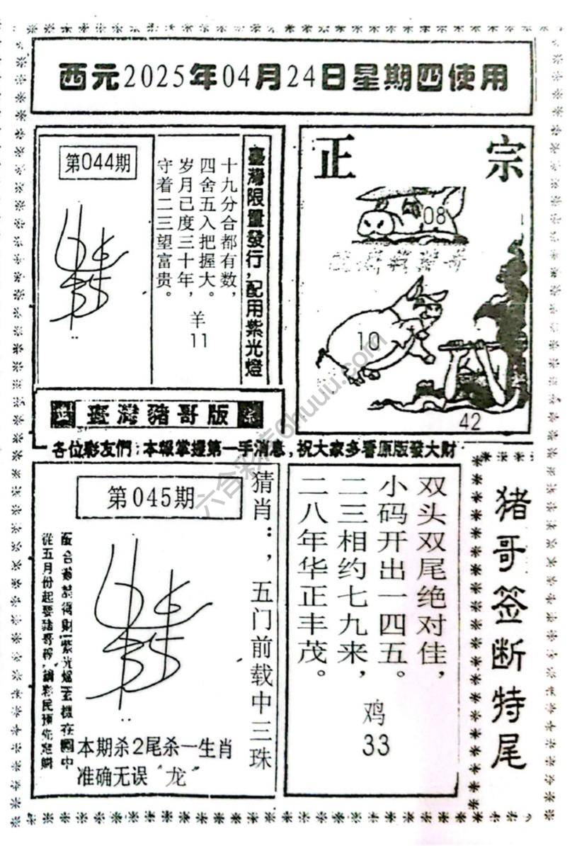 猪哥签断特尾