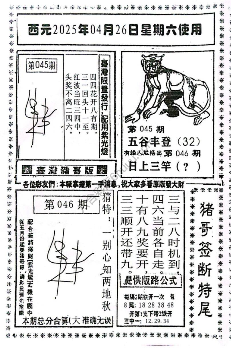 猪哥签断特尾