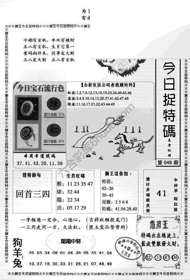 狮王今日抓特码