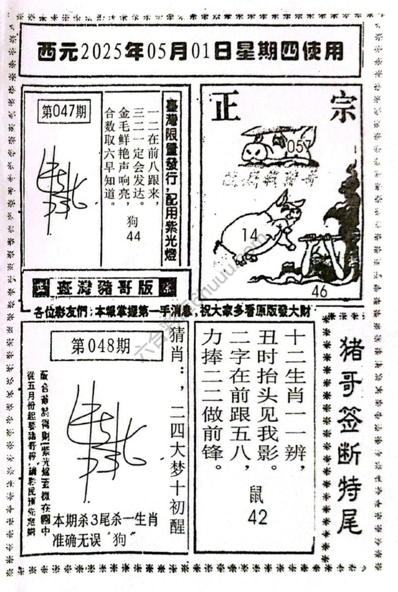 猪哥签断特尾
