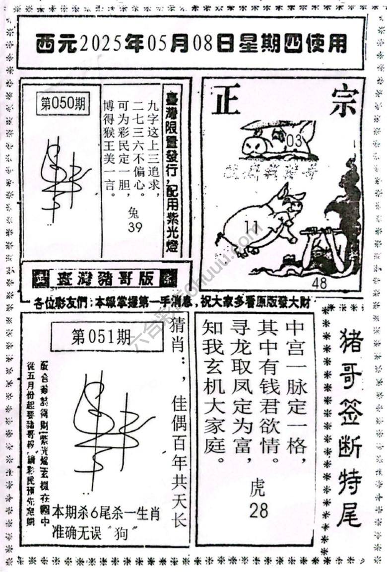 猪哥签断特尾