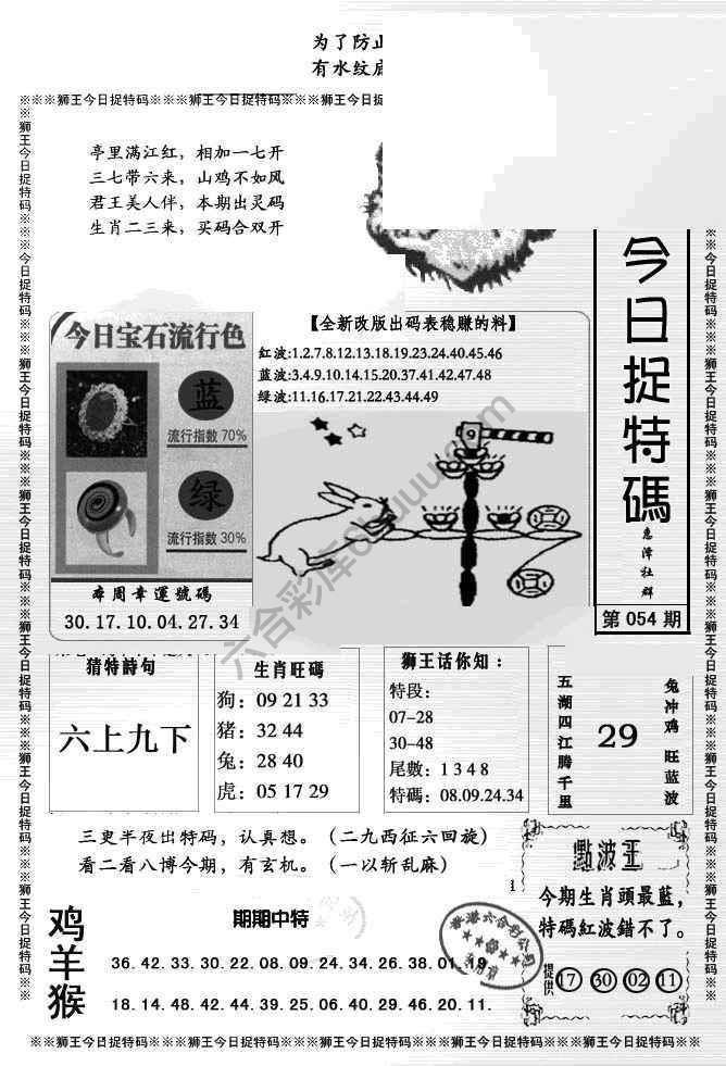 狮王今日抓特码