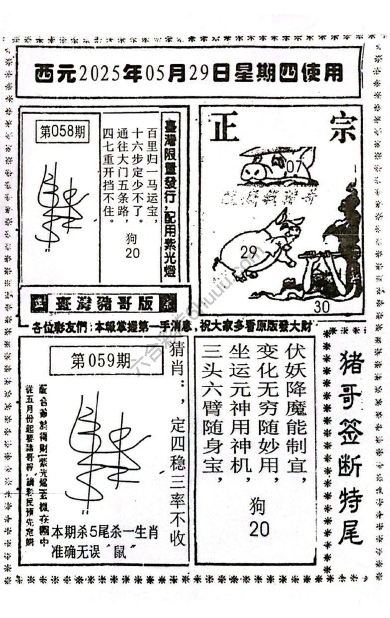 猪哥签断特尾