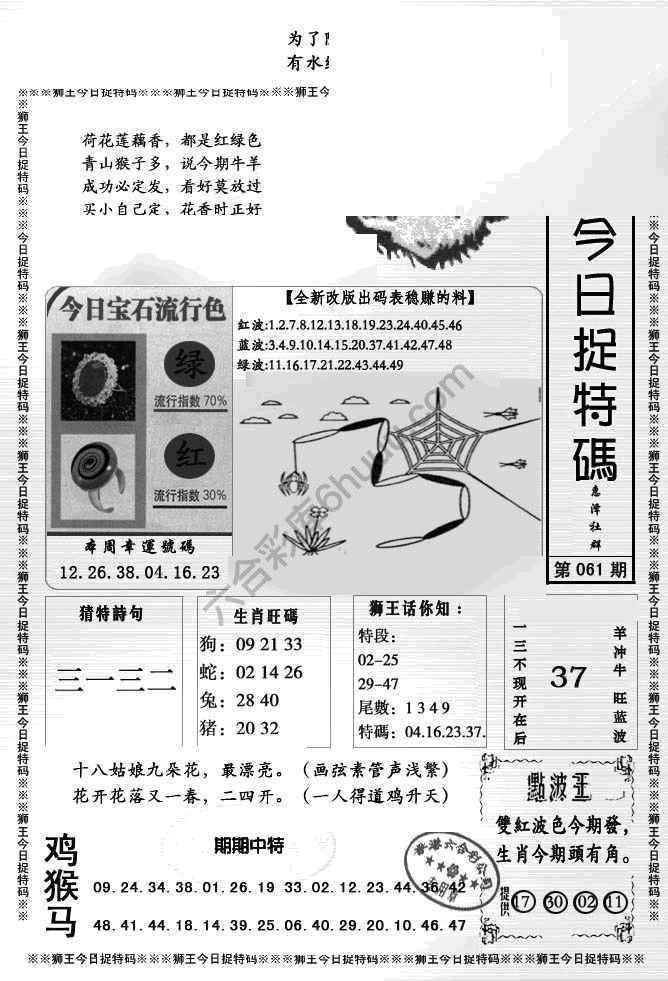狮王今日抓特码