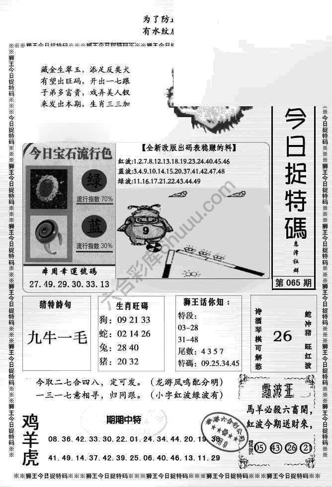 狮王今日抓特码