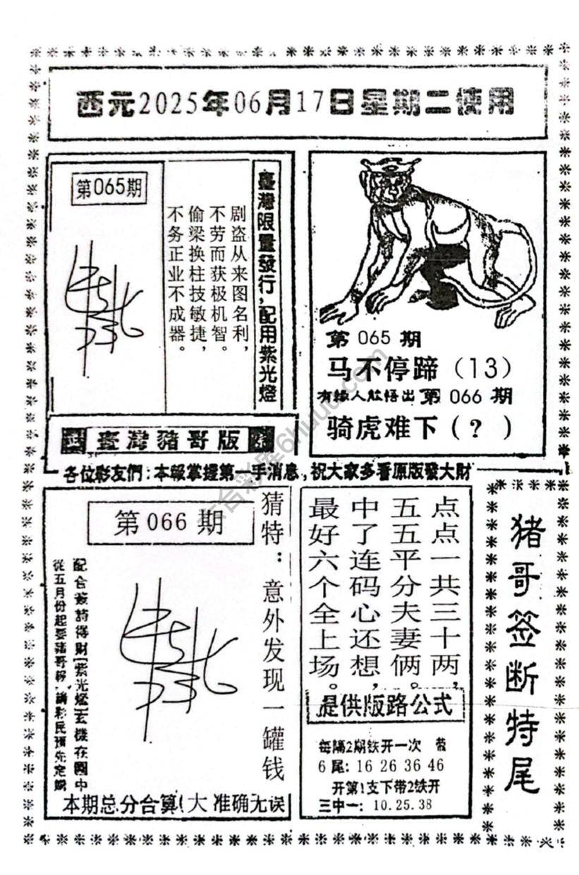 猪哥签断特尾