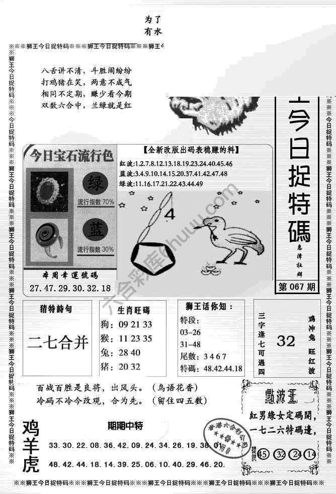 狮王今日抓特码