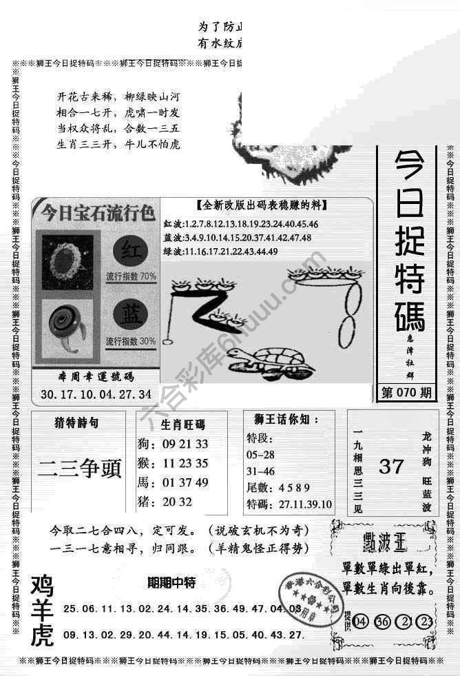 狮王今日抓特码
