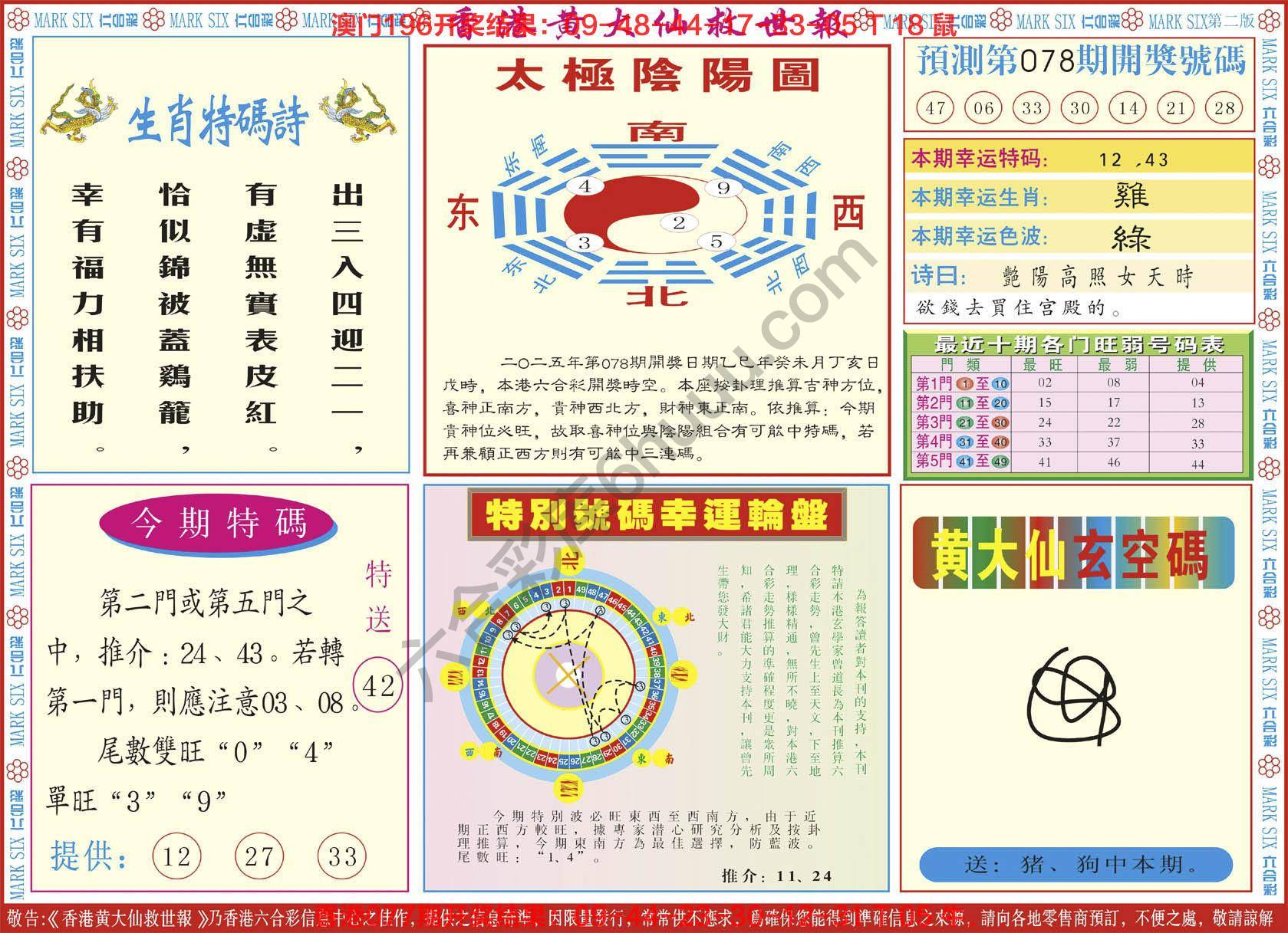 香港黄大仙救世报