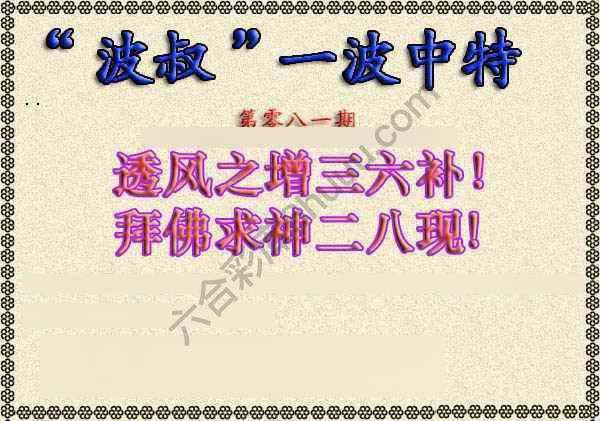 波叔一波中特
