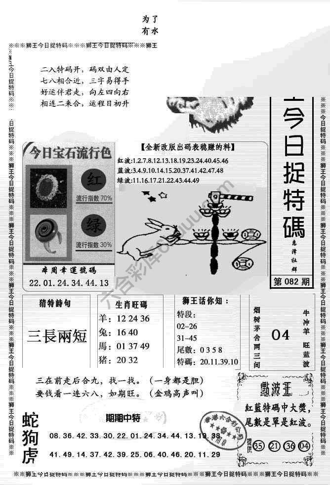 狮王今日抓特码