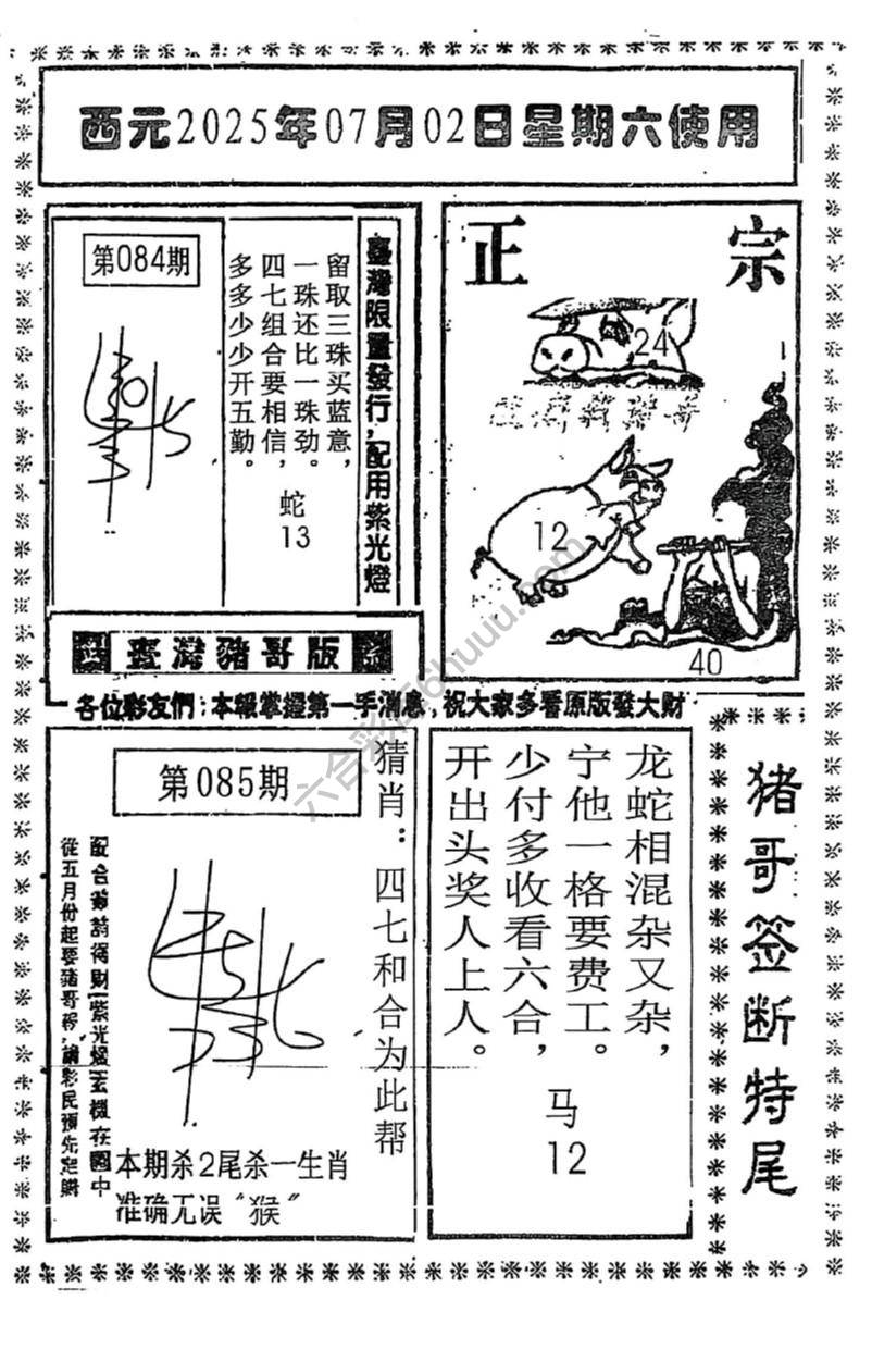 猪哥签断特尾