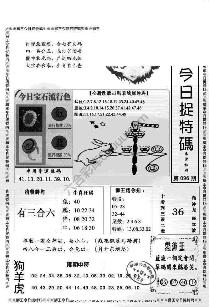 狮王今日抓特码