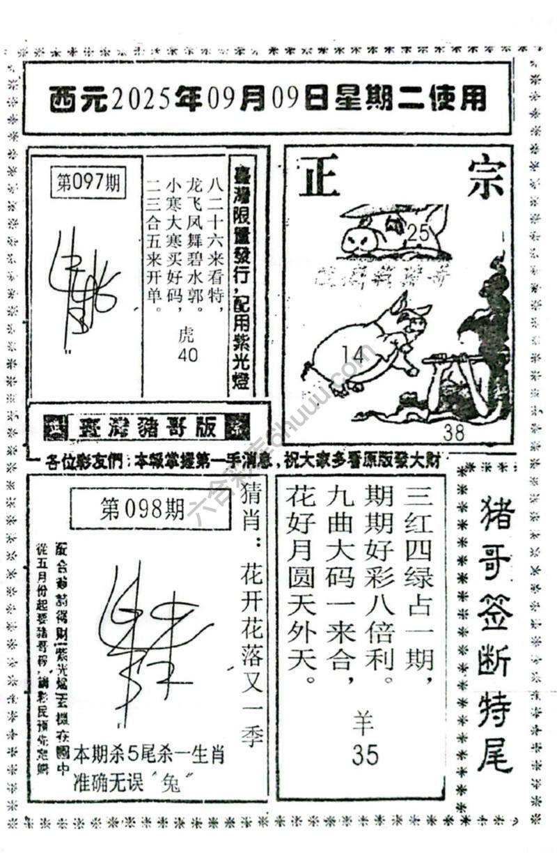 猪哥签断特尾
