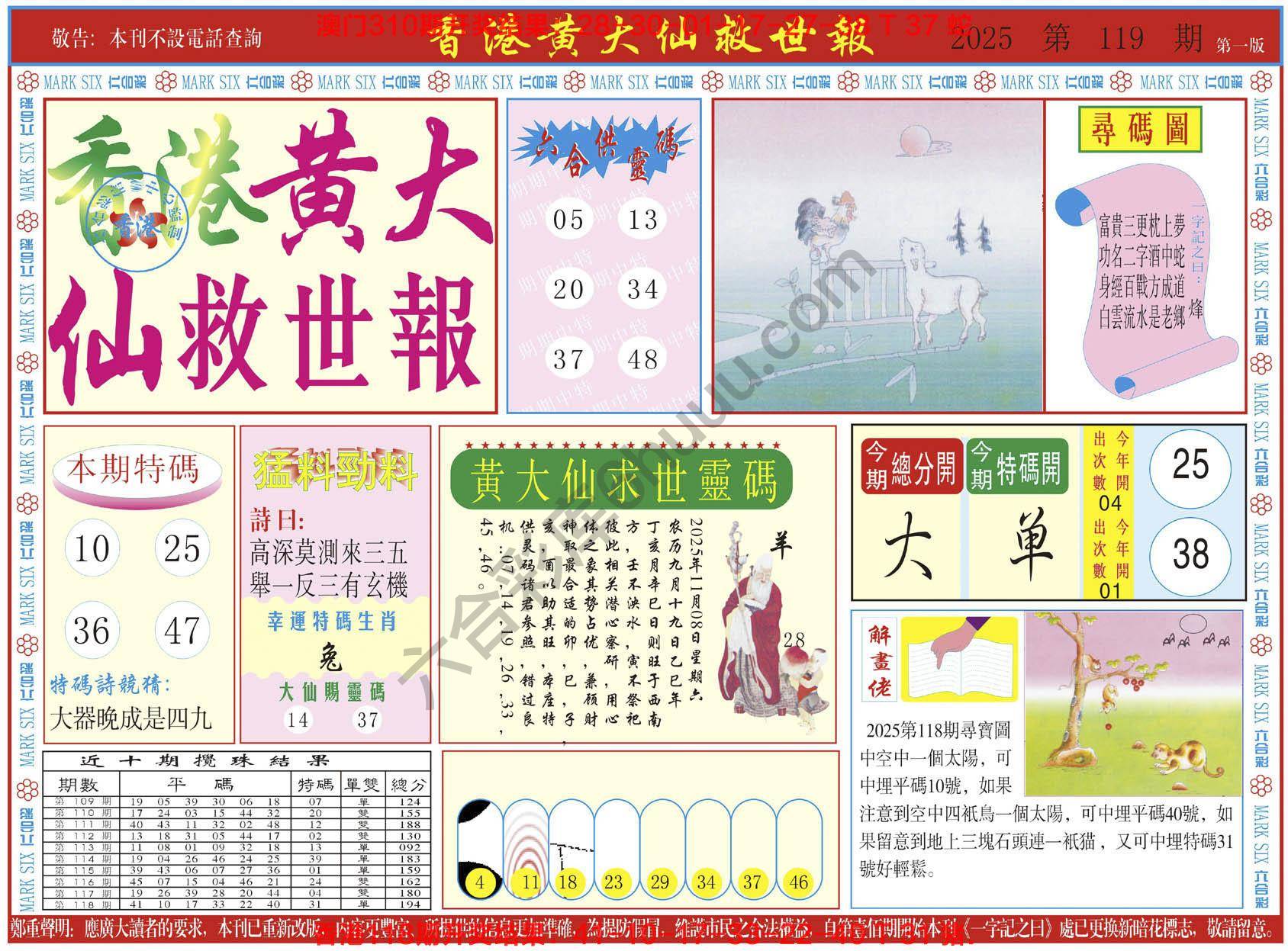 香港黄大仙救世报