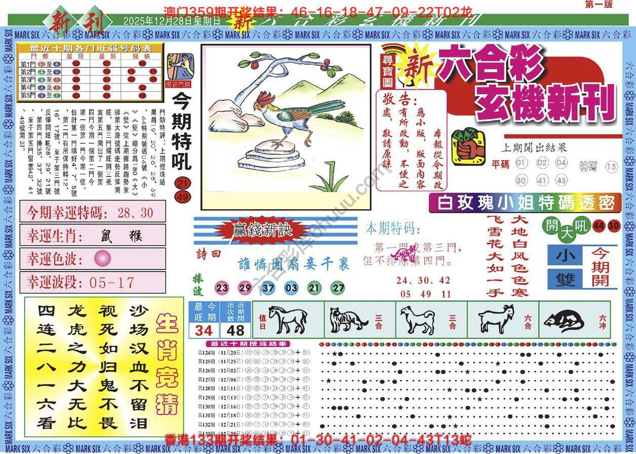 新六合彩特码新刊
