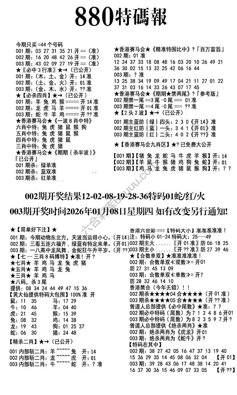 特码报880