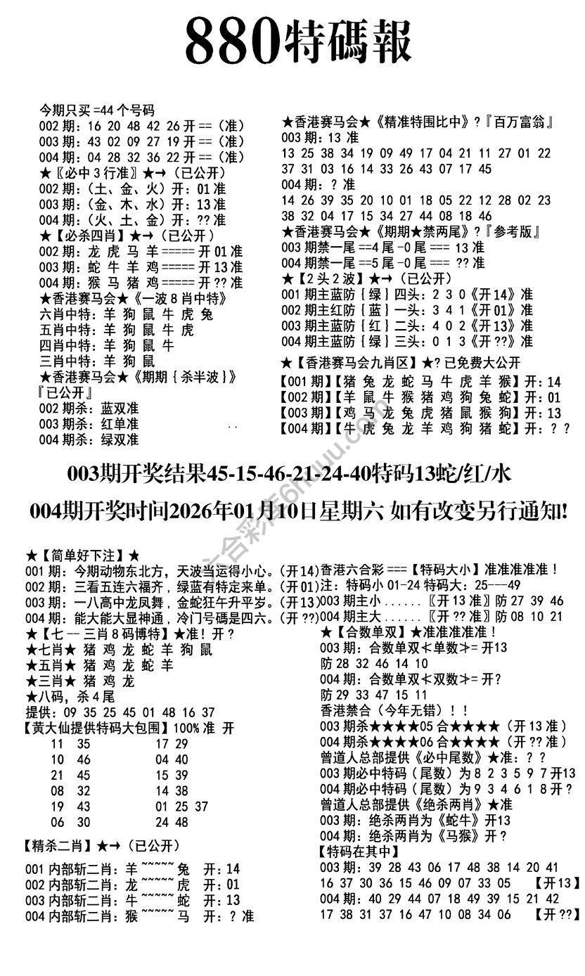 特码报880