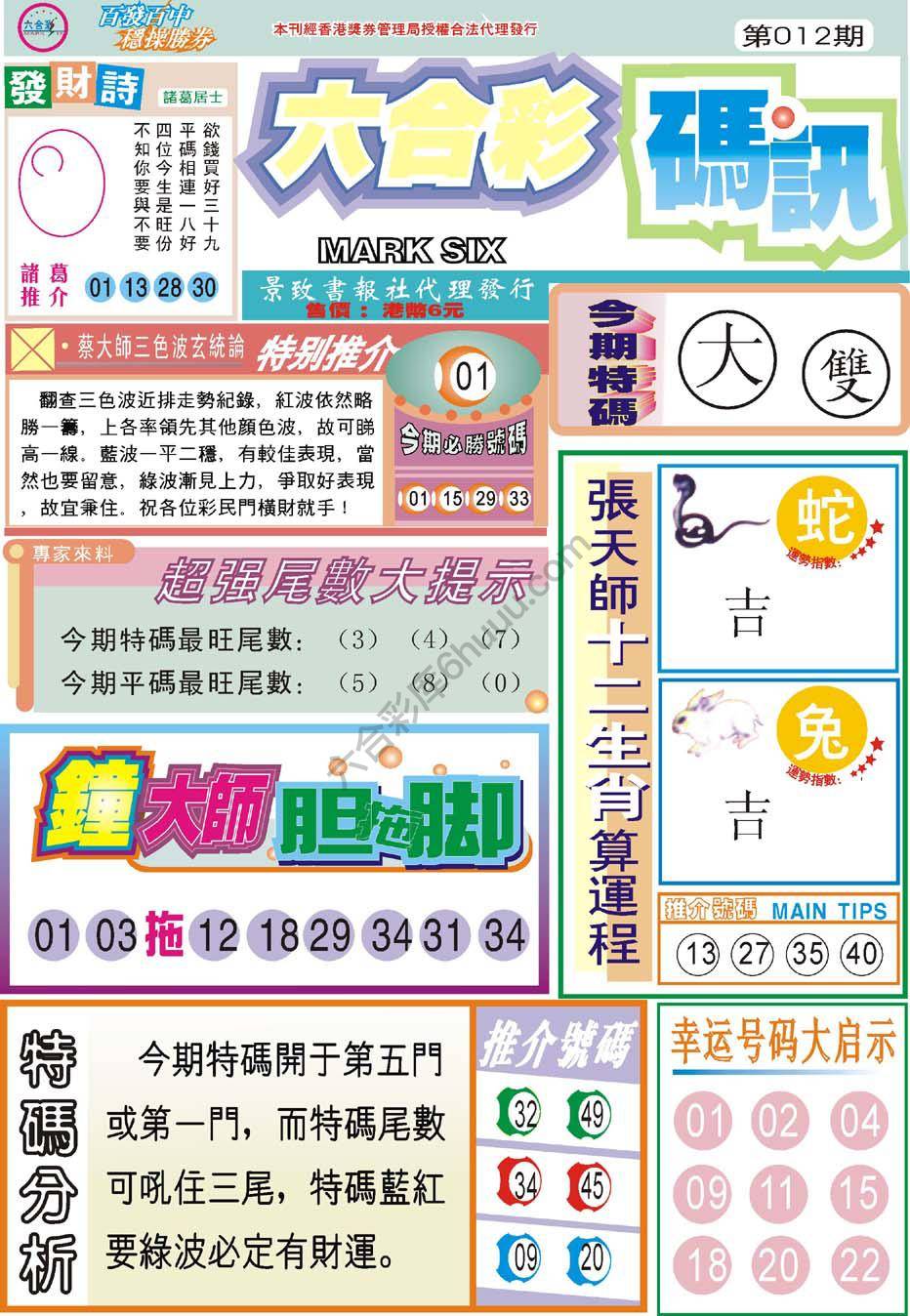 六合彩码讯
