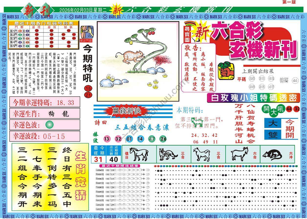 新六合彩特码新刊