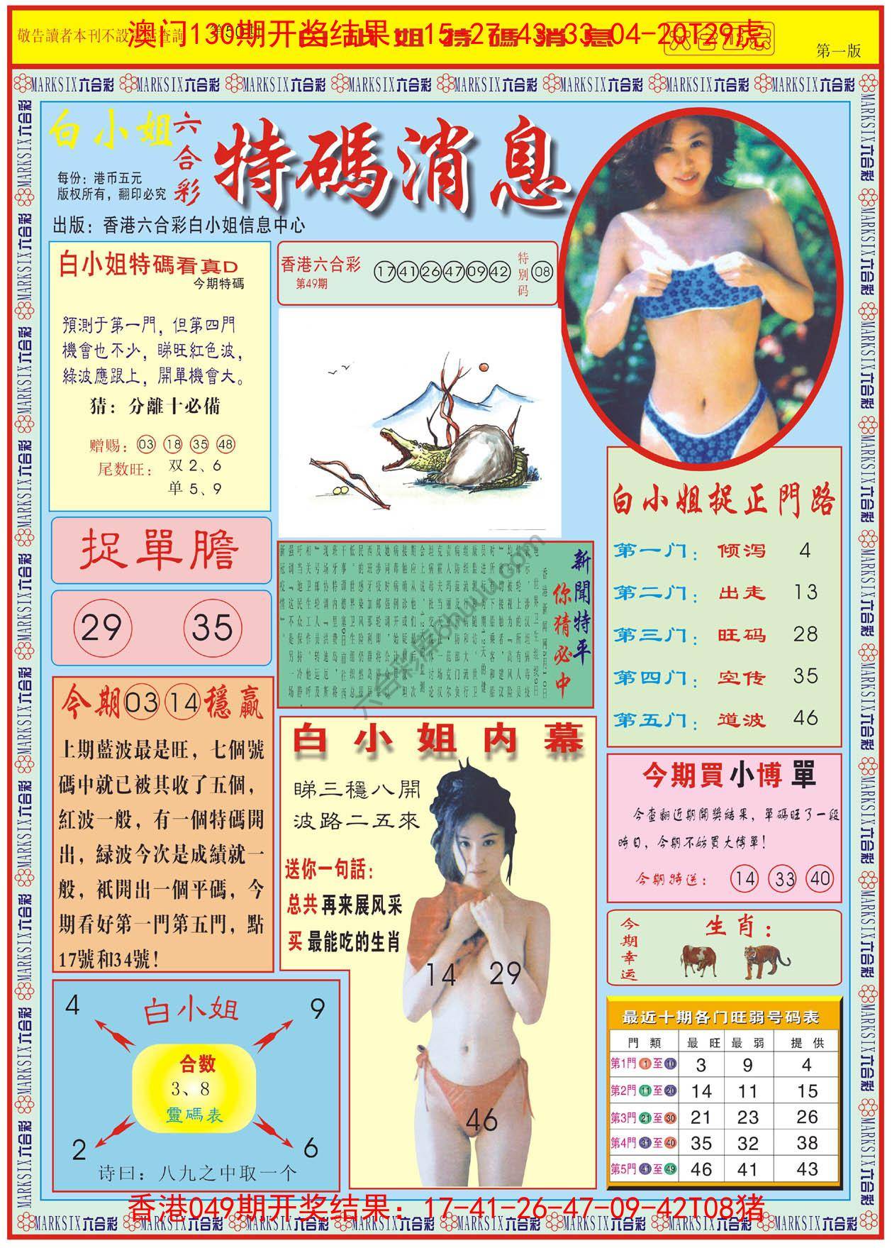 白小姐特码消息