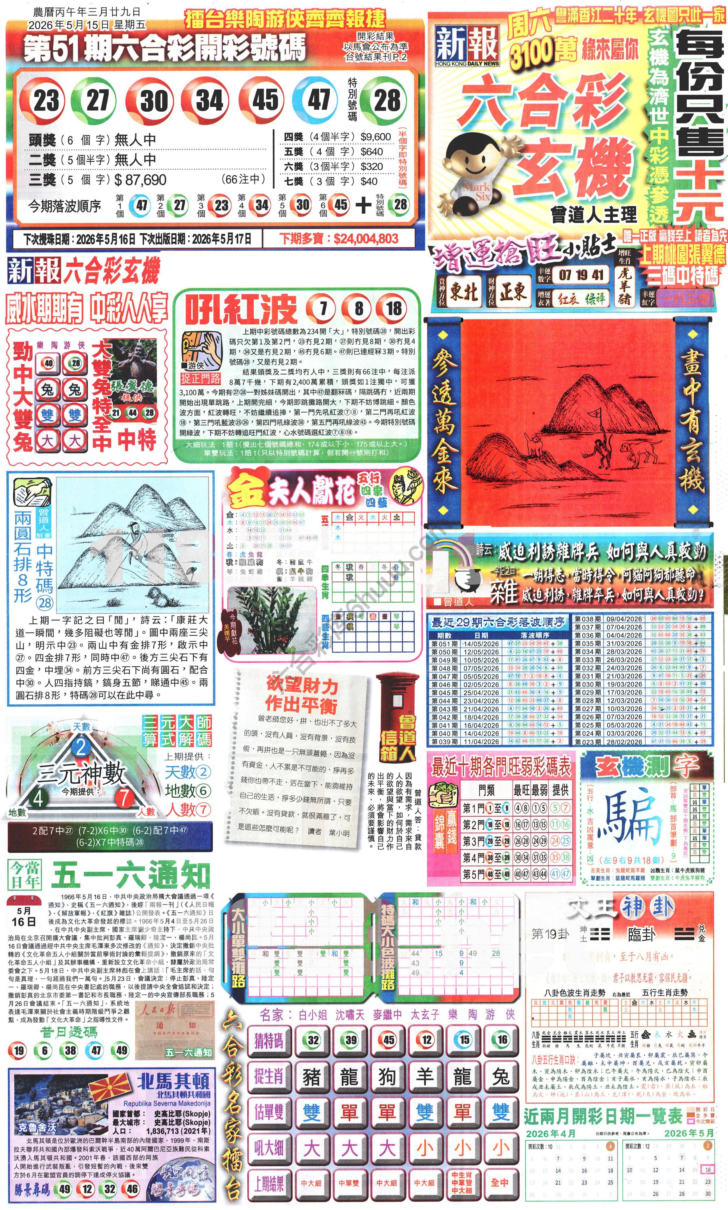 新报六合彩玄机