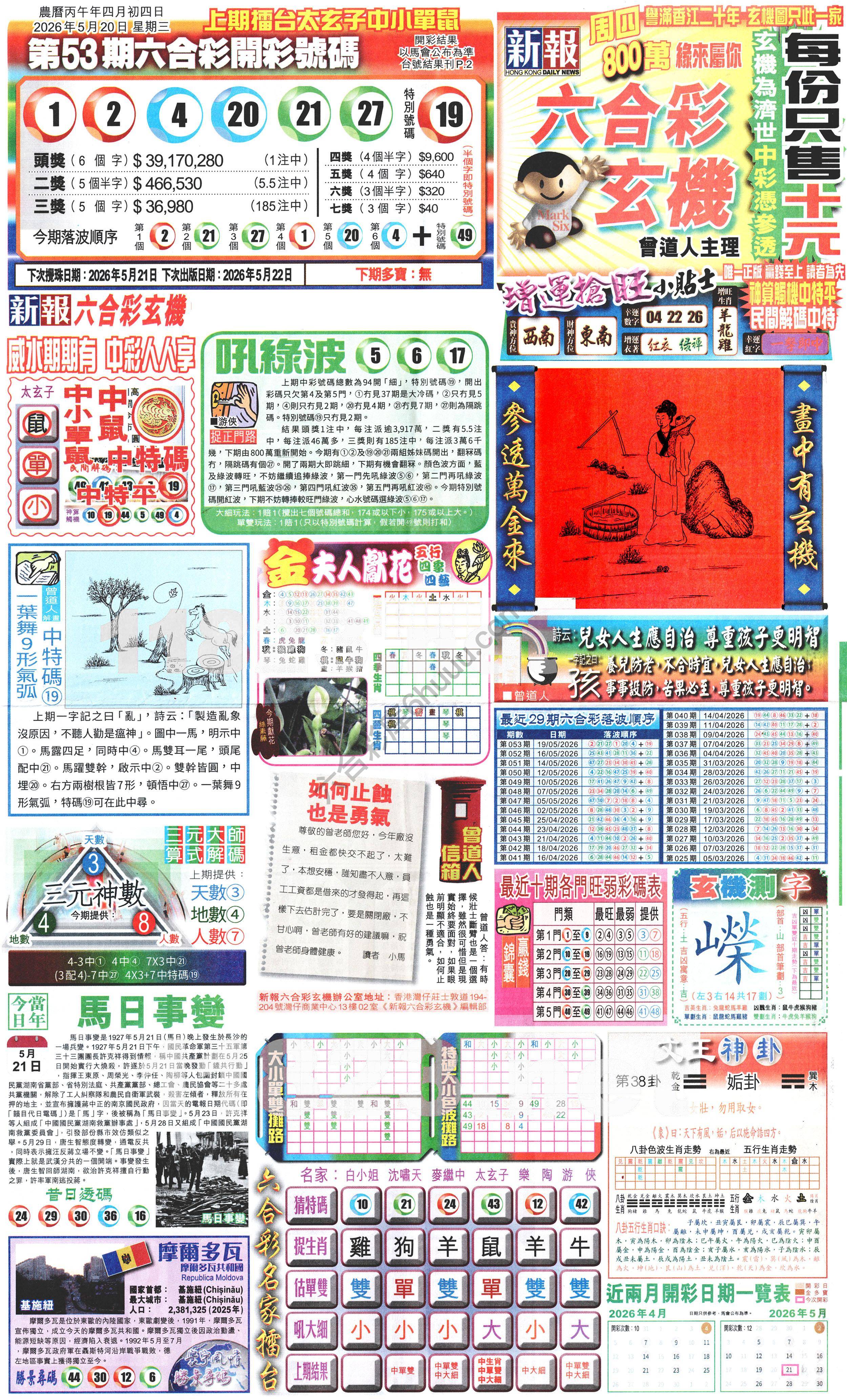 新报六合彩玄机