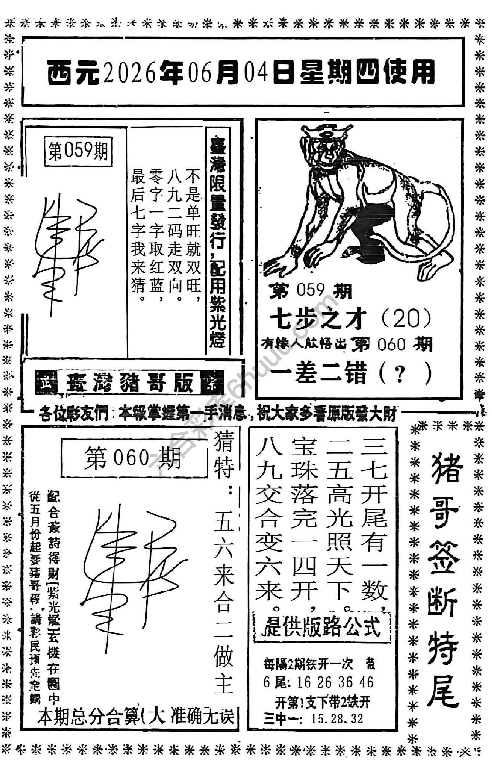 猪哥签断特尾