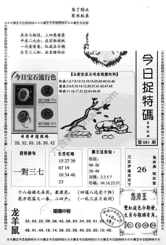 狮王今日抓特码