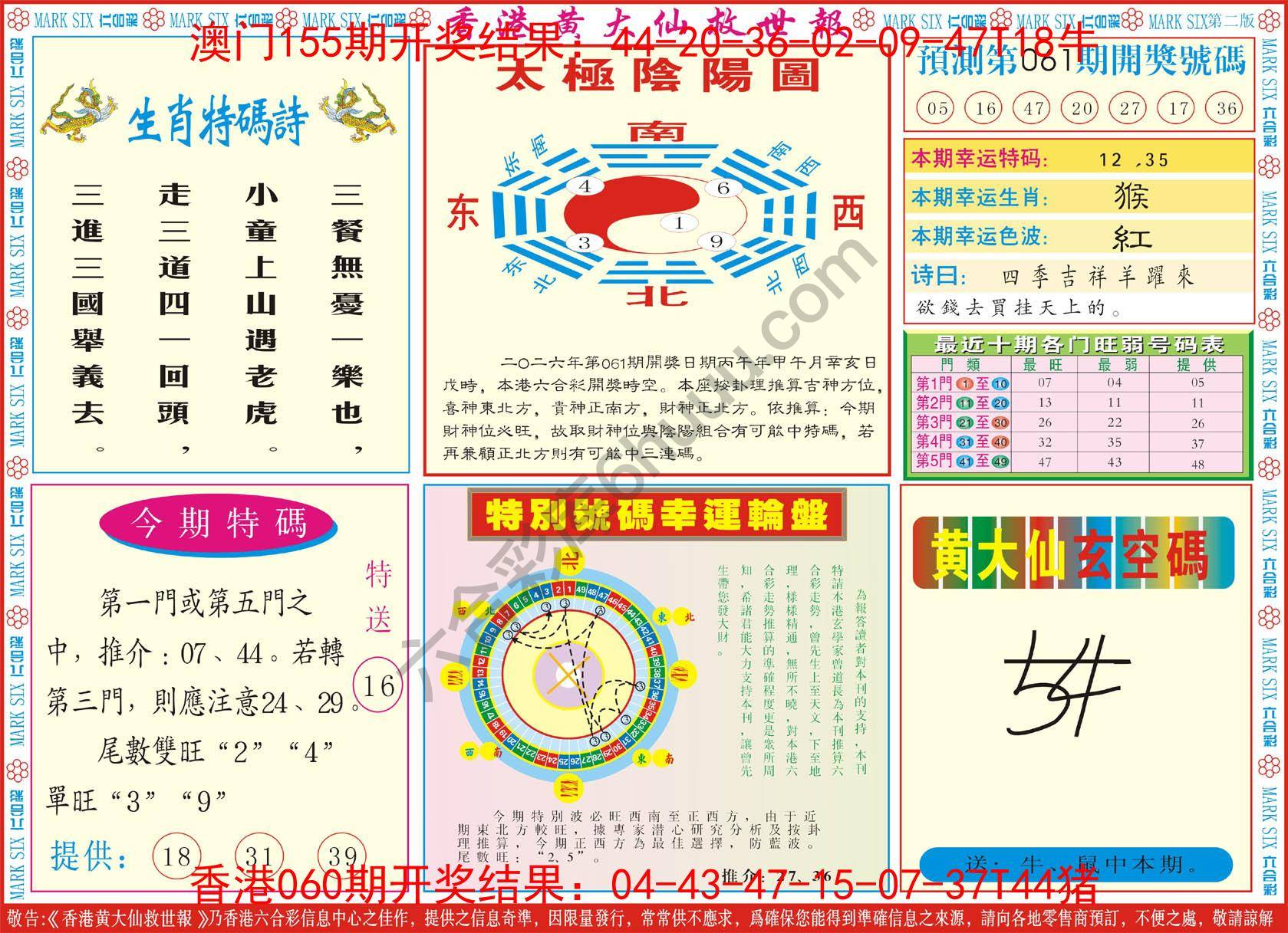香港黄大仙救世报