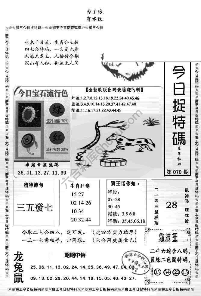 狮王今日抓特码