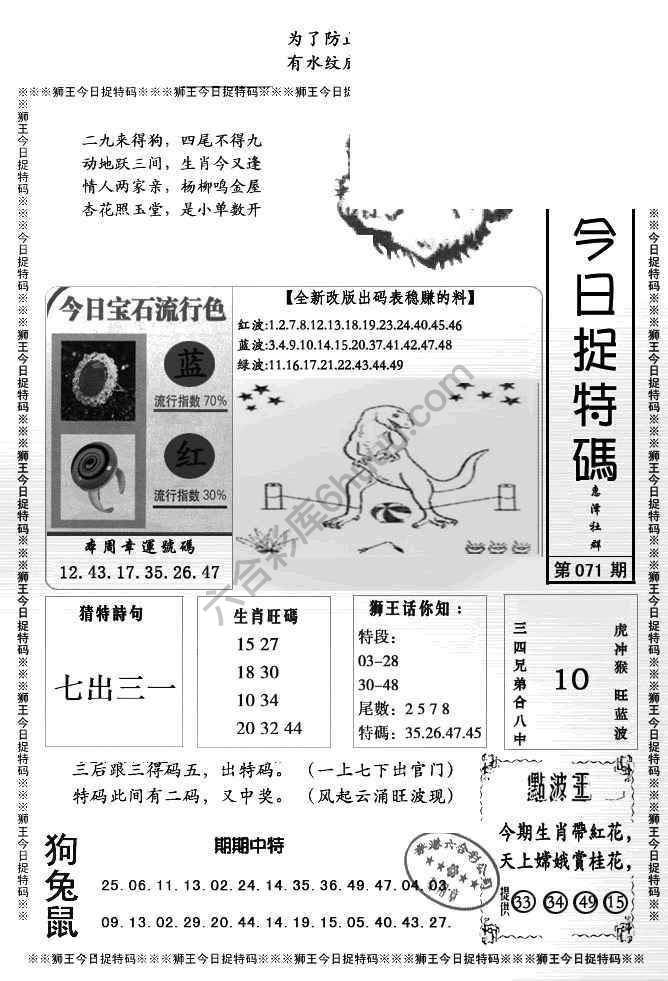 狮王今日抓特码