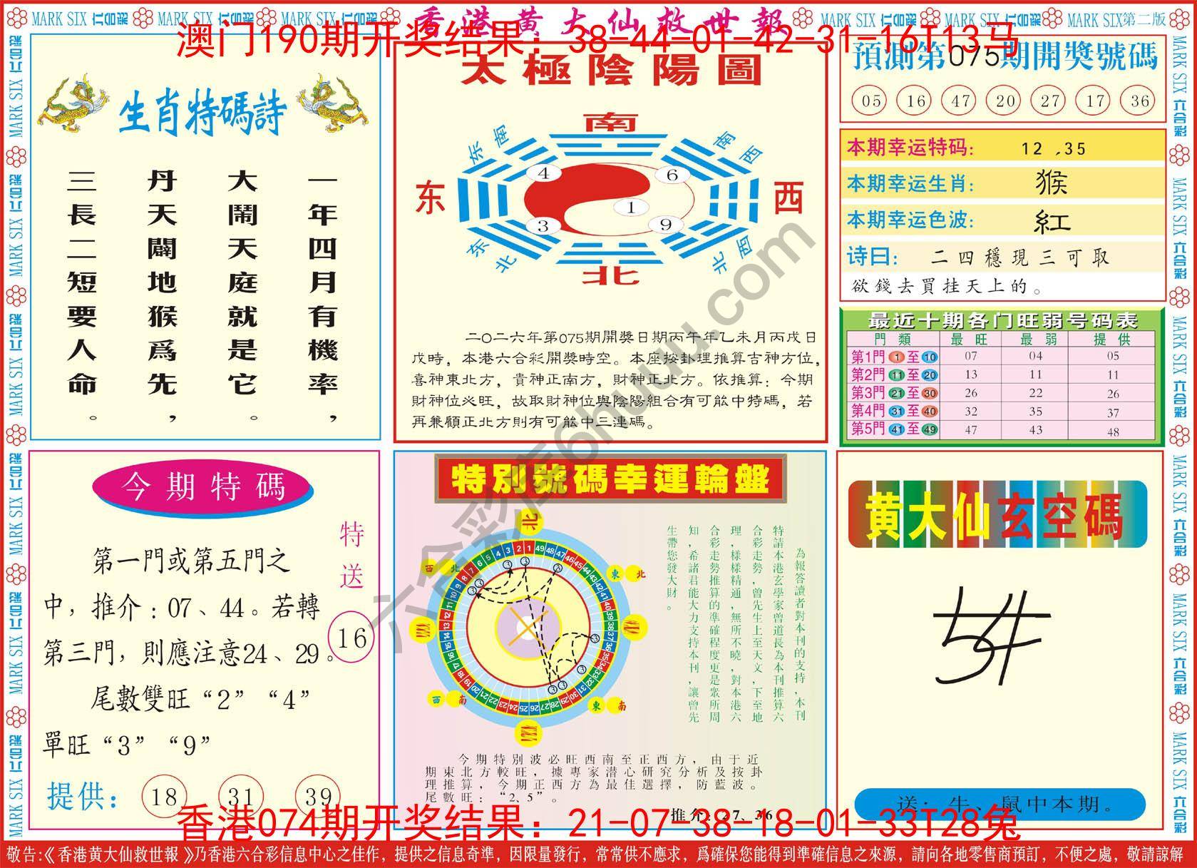 香港黄大仙救世报