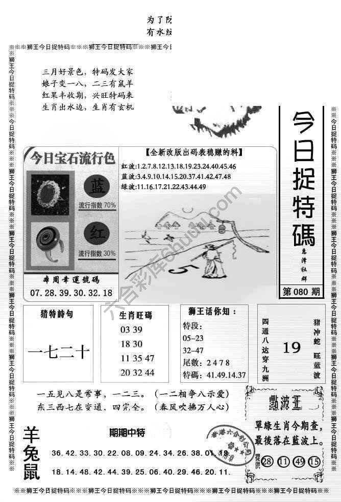 狮王今日抓特码