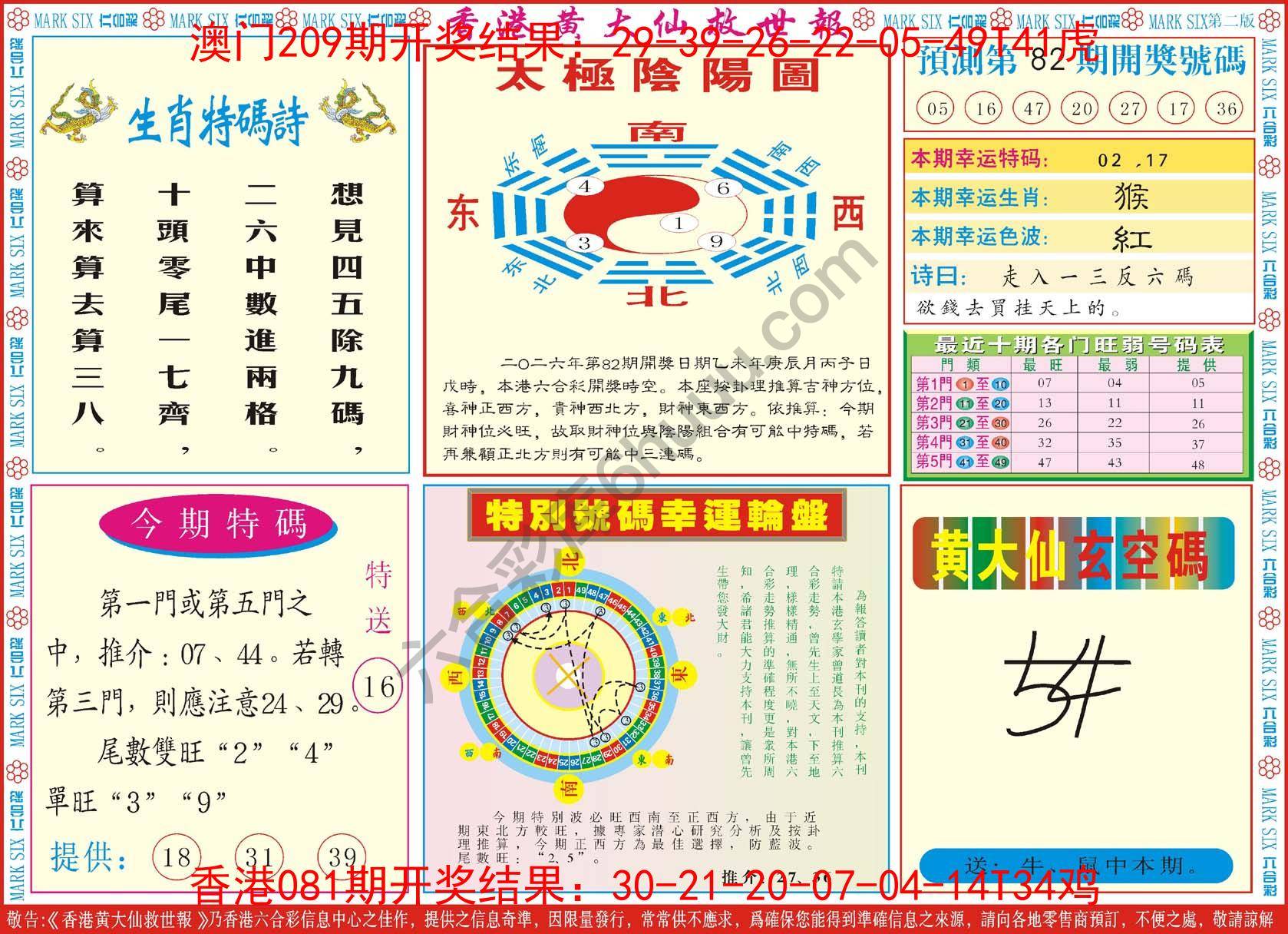 香港黄大仙救世报