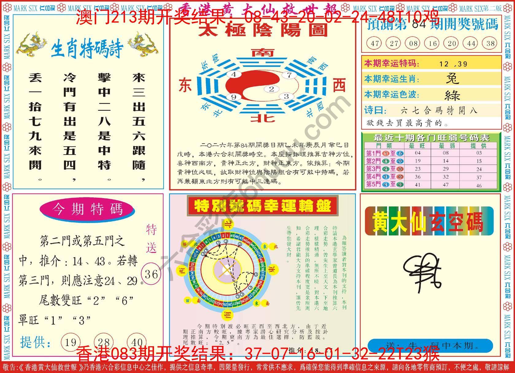 香港黄大仙救世报
