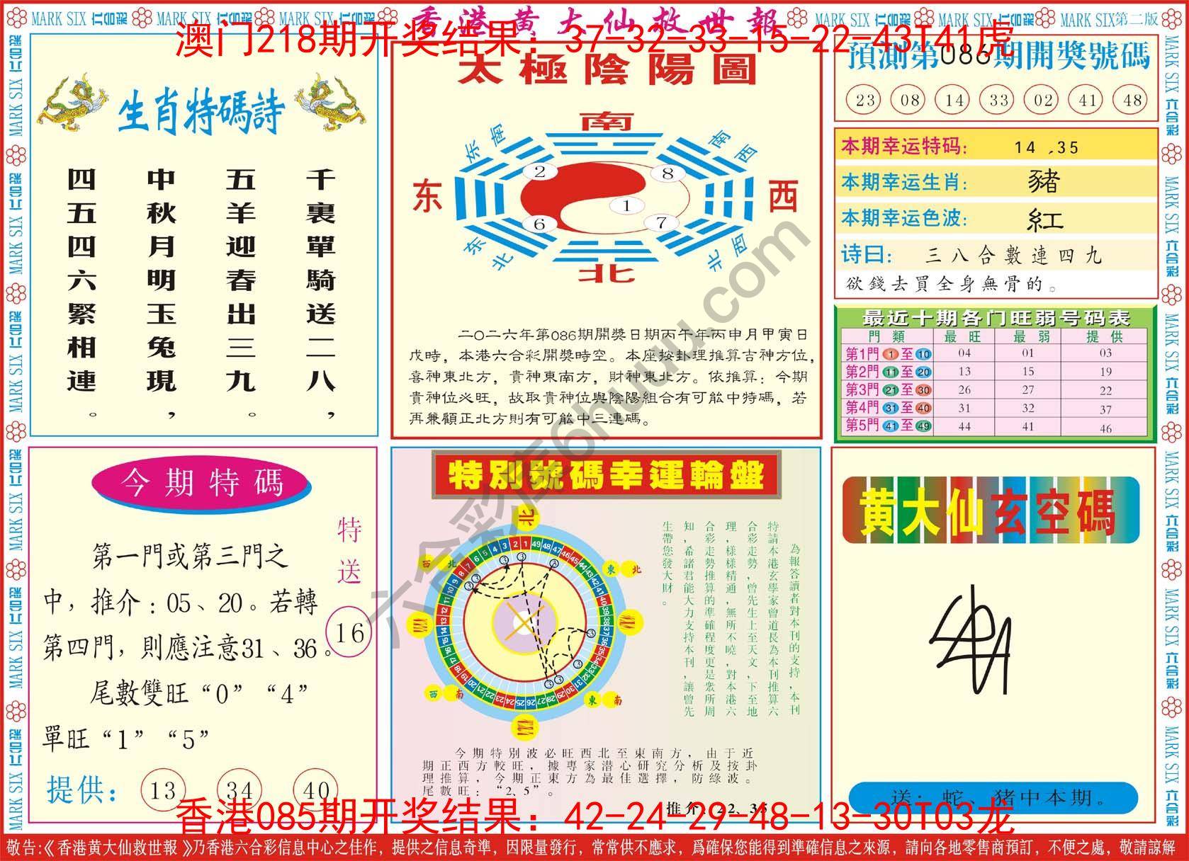 香港黄大仙救世报