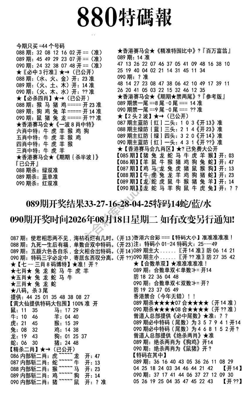 特码报880